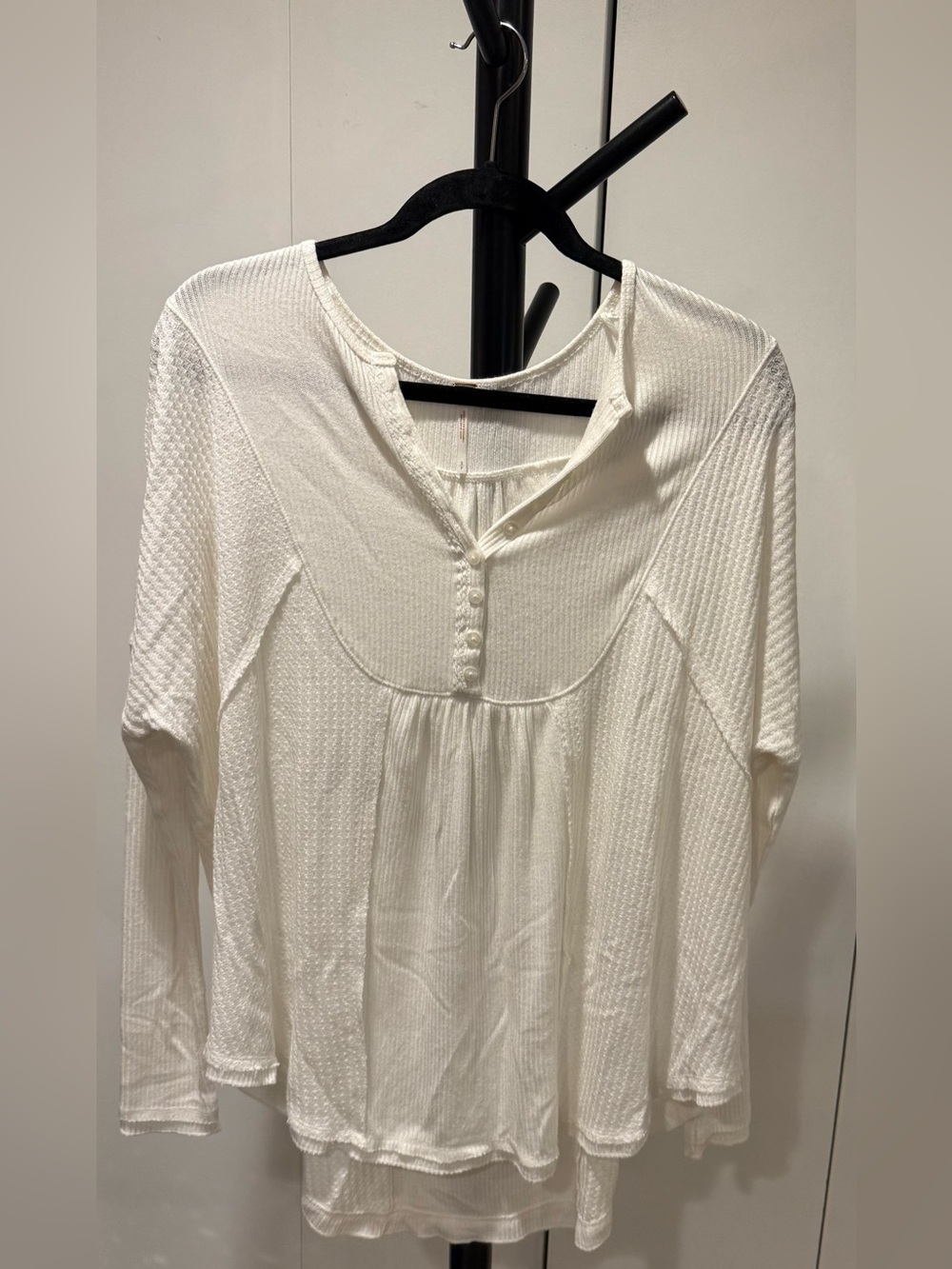 Free People Women’s Leo Thermal Henley Top - White, Size Small